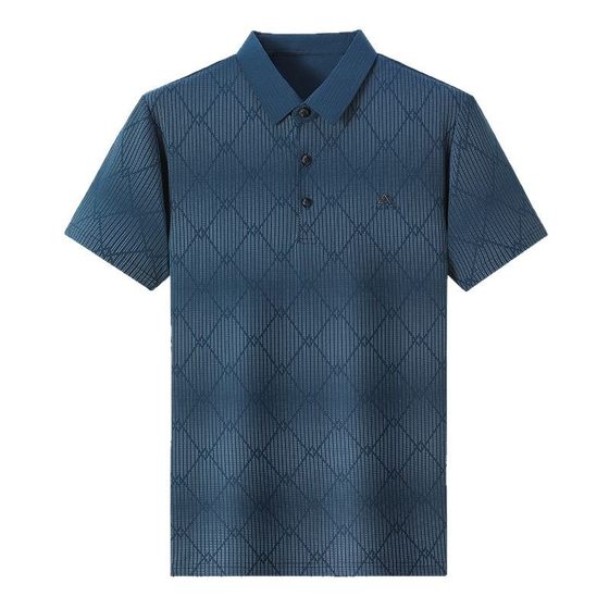 Cross-border short-sleeved men's POLO shirt summer skin-friendly breathable high-elastic half-sleeve men's quality business men's t-shirt