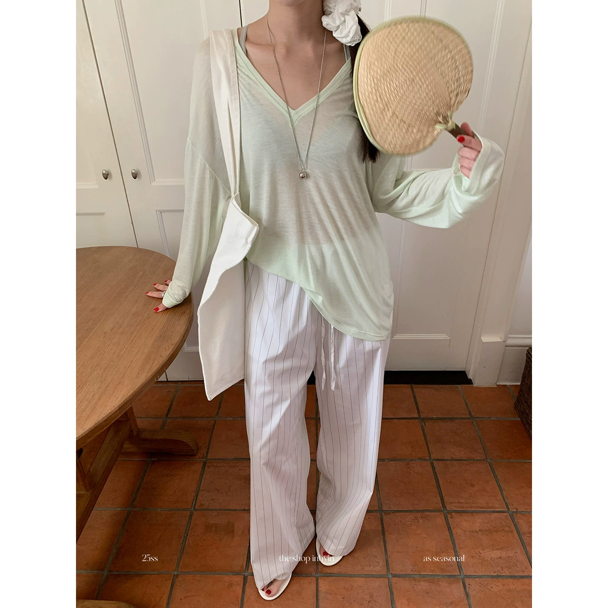 Ean Ou inbyin контрастные полосатые брюки женские тонкие брюки дикие шнуровки с резинкой и прямой талией повседневные брюки