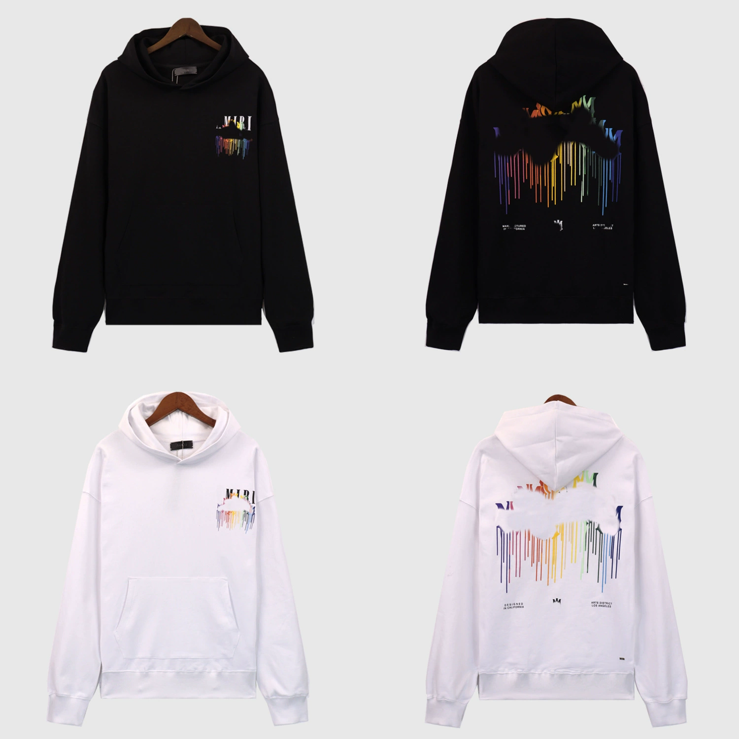 Tide бренд High Street AMIRI эффект капли воды цветной свитер с логотипом мужской повседневный свободный толстовка с капюшоном