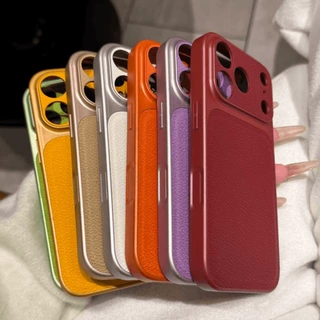 秋冬荔枝纹适用iPhone17pro手机壳苹果16pro皮质15pro纯色14pro