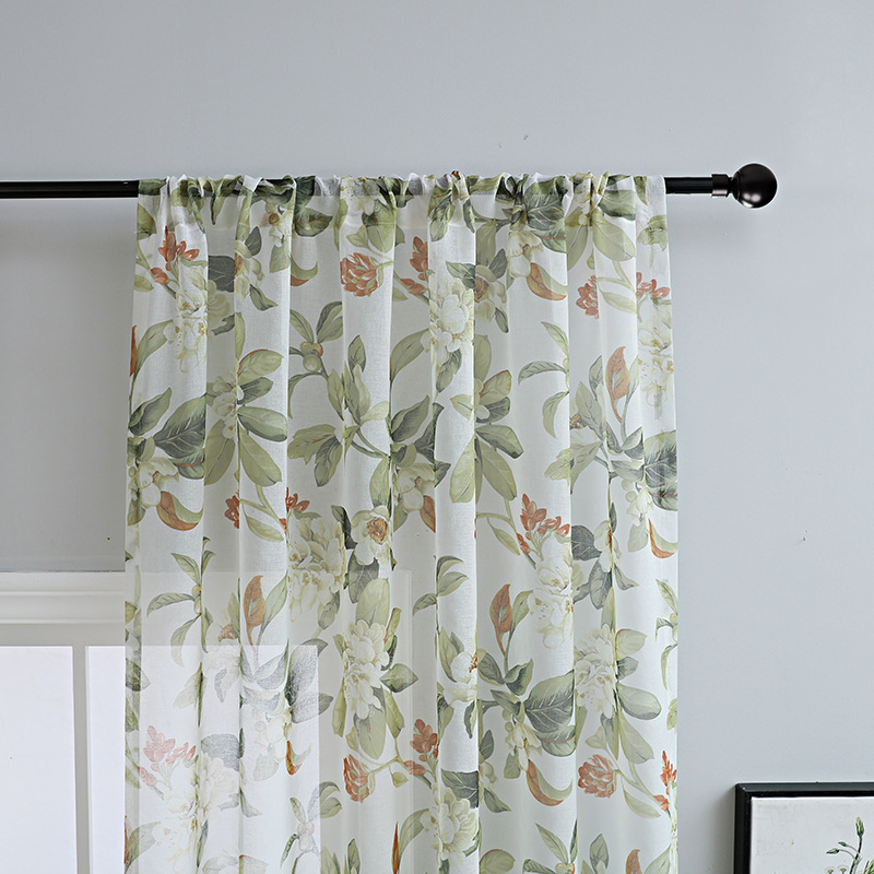 Cross-border supply of finished curtains, American printed cotton and linen window screens, small curtains, semi-blackout curtains, fabric wholesale