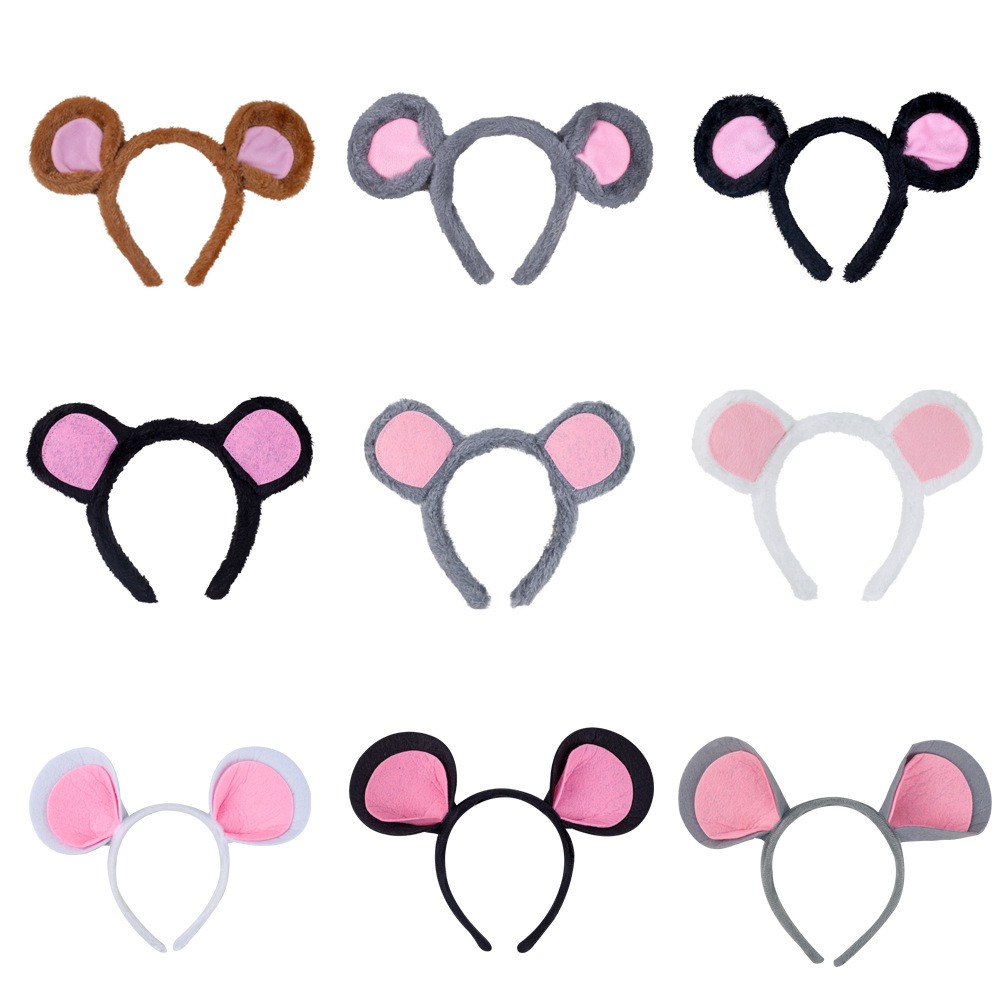 Diadema de ratón de felpa creativa Diadema de oreja de ratón del zodíaco de dibujos animados Diadema de animal de Halloween lindo