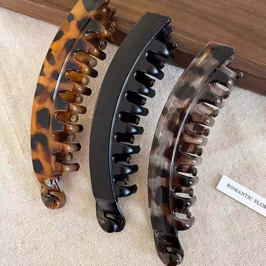 Корейская ретро-заколка для волос в форме банана для женщин, новинка 2024 года, стильная заколка для волос с фиксированной горизонтальной клипсой в форме банана