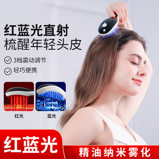 Electric Hair Growth Comb, Vibrating Massage Comb, Scalp Application, Physiotherapy Spray, Hair Care Instrument, Red and Blue Light Guide Liquid Hair Comb