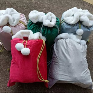 Plush Colorful Ultra-Soft Velvet Patchwork Christmas Bag Advertising Bag Drawstring Bag Factory Direct Sale 50*70cm