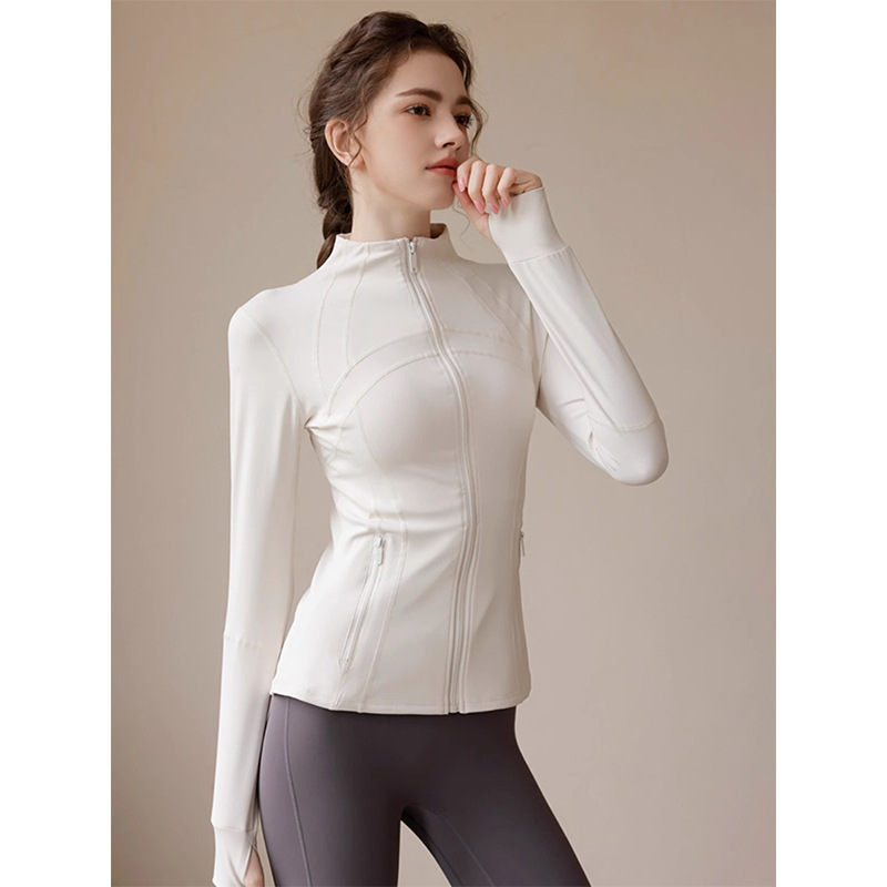 Lulu Yoga Clothing Set Jacket Women's Waist-Cinching Long-Sleeved Cycling Clothing Sports Outdoor Fitness Clothing Define Jacket