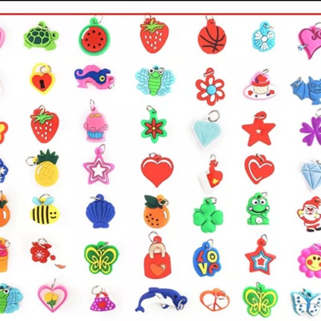 DIY Rainbow Rubber band bracelet PVC soft rubber pendant silicone rubber band bracelet pendant