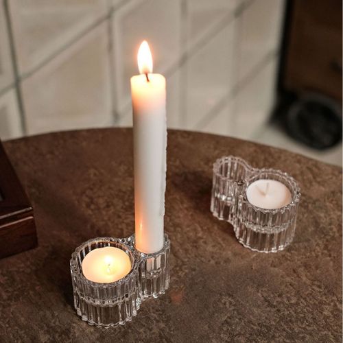 Wholesale simple style candle candle holder romantic dinner glass candlelight transparent ornament tea light stormproof lamp Halloween