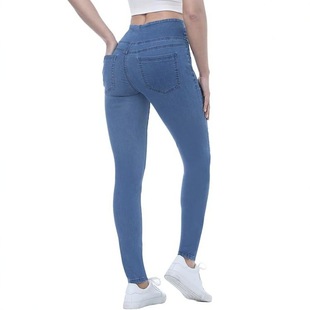 Cross-border Europe and the United States New High Waist Yoga Jeans Women's Tight Hip Slim Double Pocket Sports Casual Fitness Pants