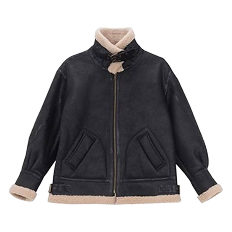 Зимняя женская куртка из искусственного меха, куртка-косуха из овечьей шерсти, утепленная куртка из замшевой кожи с бархатом