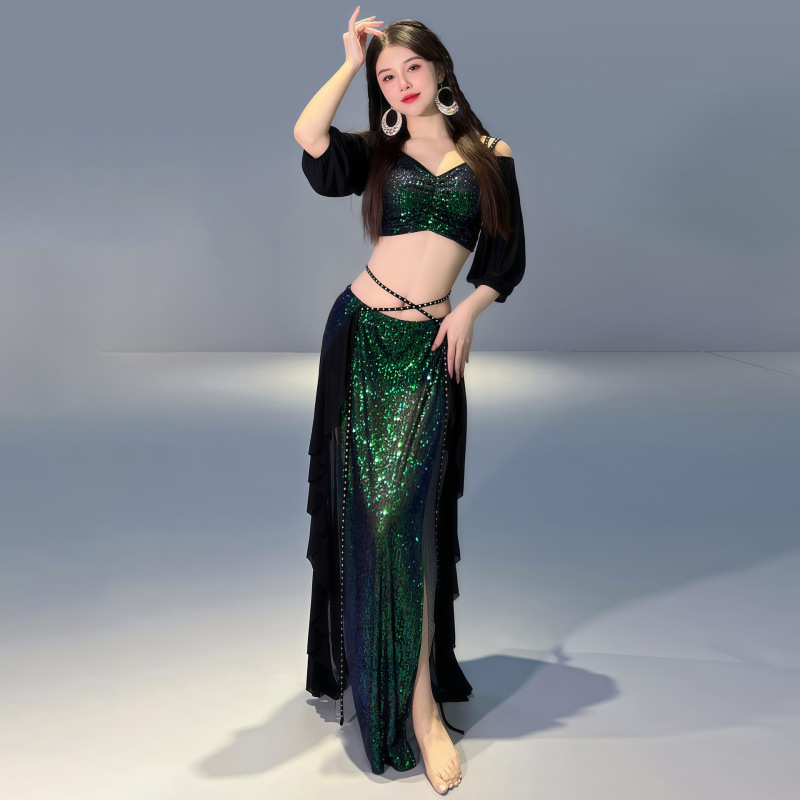 Dancers Original Design Belly Dance Clothing Mermaid Autumn and Winter Mesh Training Class Clothing suit 5039 Dancers Original Design Belly Dance Clothing Mermaid Autumn and Winter Mesh Training Class Clothing suit 5039