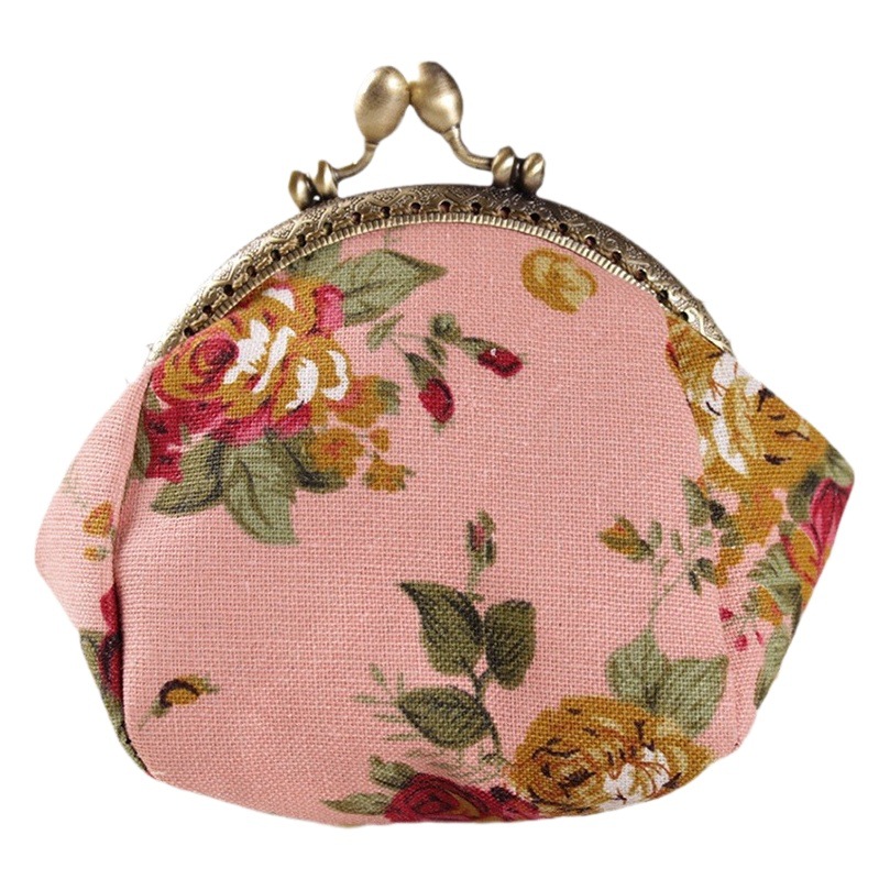Canvas Hot Stamping Hand-Threaded Coin Purse Creative Small Wallet Hand-Held Coin Bag Mouth Gold Bag Storage Key Card Bag