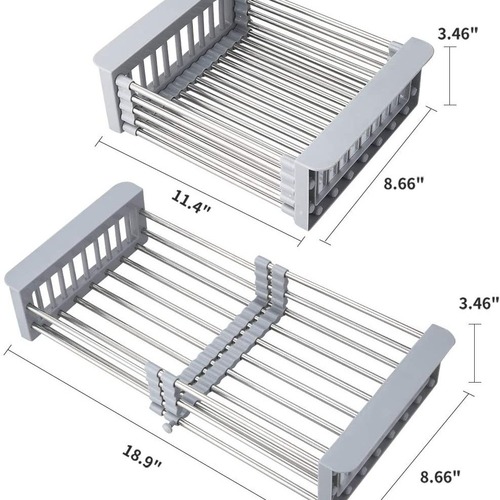 Kitchen sink drain basket drain rack stainless steel thickened pool vegetable washing basin tableware water filtration basket expandable