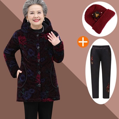 Aged Winter clothes the elderly winter thickening cotton-padded clothes mom coat Old lady keep warm clothes grandma cotton-padded jacket