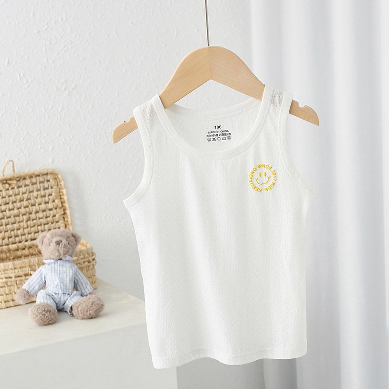 Chaleco de algodón para niños de clase A, sin hueso y sin mangas, fondo de bebé, chaleco fino en forma de corredor, uso exterior, cuello redondo jacquard, verano