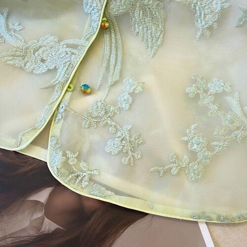 National style, new Chinese vest, embroidery, new style, shoulder-shouldered women's summer thin sleeveless retro organza vest, worn outside