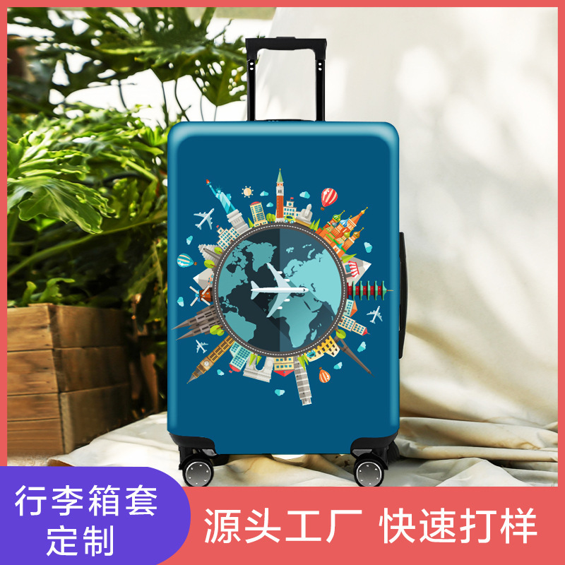 Polyester Cartoon Suitcase Protective Cover, Cute Casual Style, No Need to Disassemble Velcro Buckle Elastic Suitcase Sheath