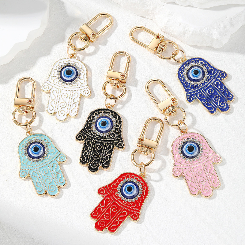 Cross-Border Retro Ethnic Style Personalized Totem Oil Drop Keychain Alloy Evil Eye Bag Pendant Jewelry