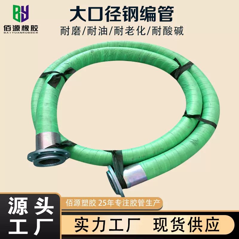 钢丝编织橡胶管高压输水输油胶管矿用高压胶管大口径法兰橡胶管