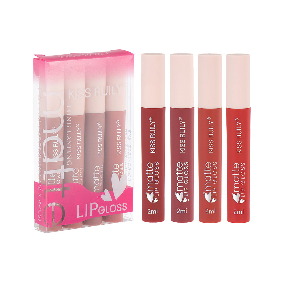 Cross-border Makeup 12-piece matte non-stick cup lip gloss set, European and American style liquid lipstick velvet waterproof lip gloss for export undefined