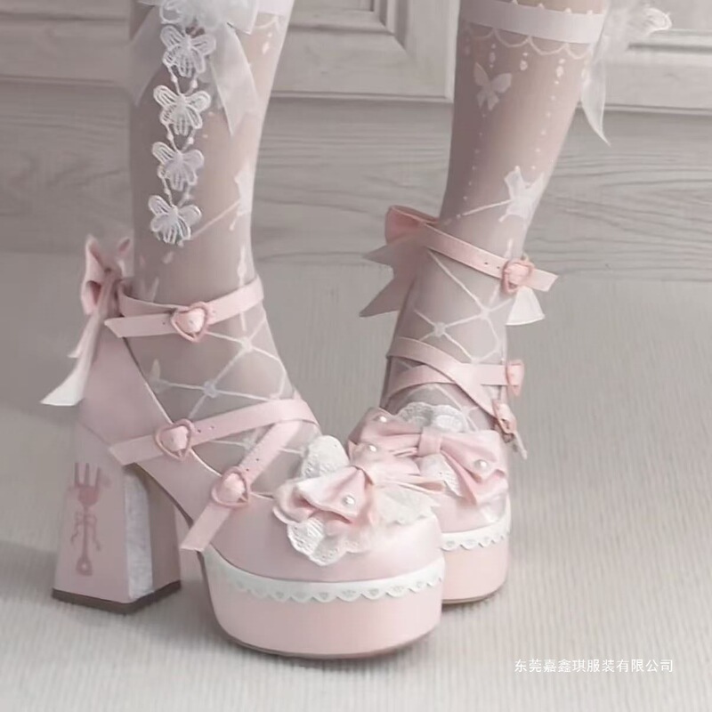 2026 Love Letter High Heels Japanese Style Versatile Student Cute Lolita Elegant Style