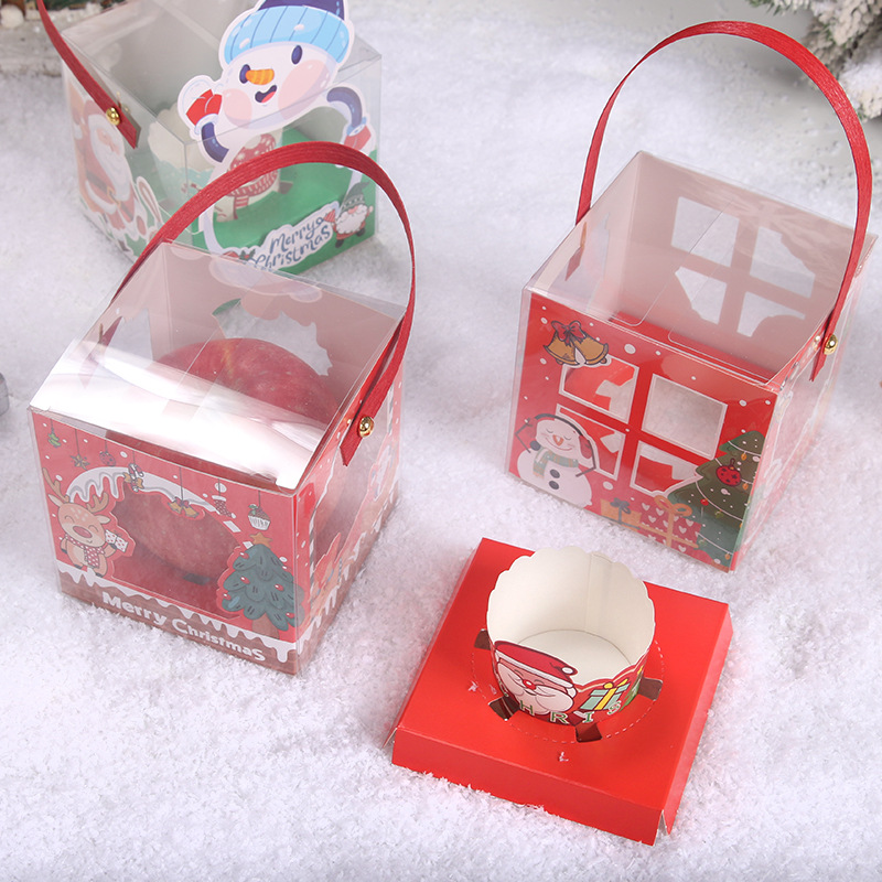 Caja de Apple de Navidad de dibujos animados caja de regalo para niños Caja de pastel de taza de papel