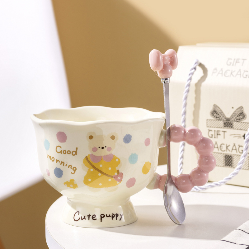 Ins風網赤熊マグカップ高颜値カップ陶磁器カップルカップ女子誕生日プレゼントお土産|undefined