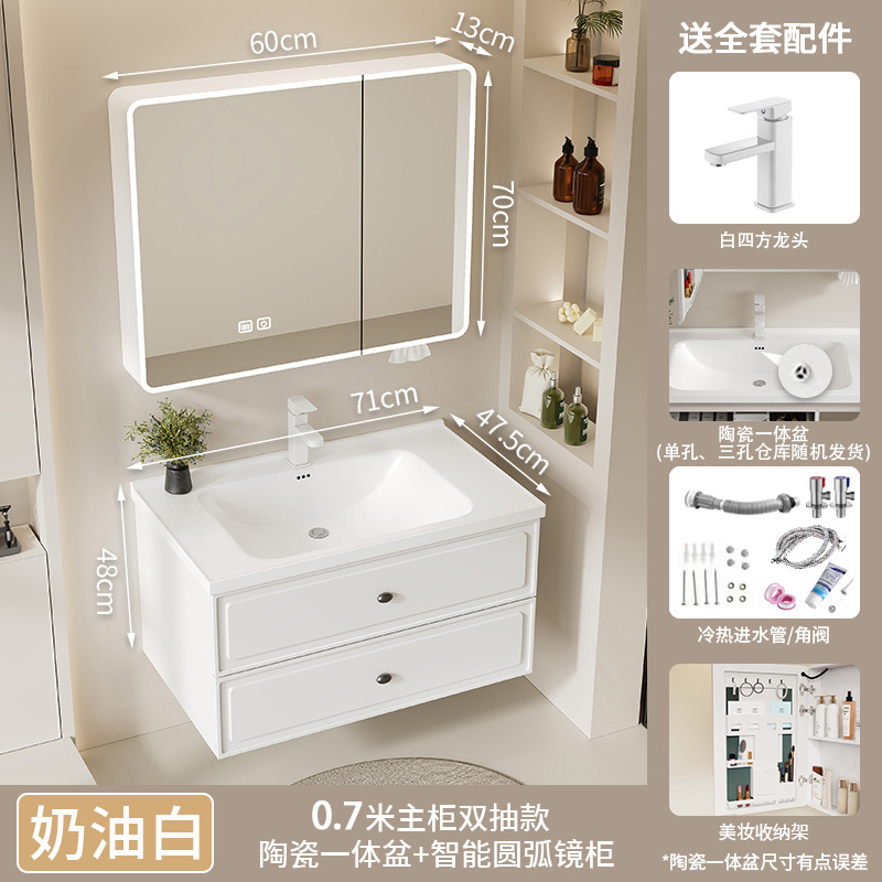 Nuevo armario de espejo de baño de abeja de arco de acero inoxidable colgado de pared espejo inteligente con almacenamiento de lámpara en un lavabo