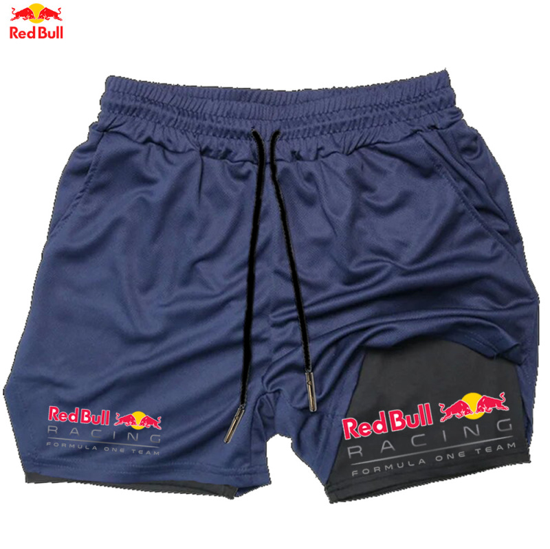 Red-Bull クロスボーダー爆発メーカー販売メンズツーインワン二層ショーツフィットネストレーニングパンツ高品質|undefined