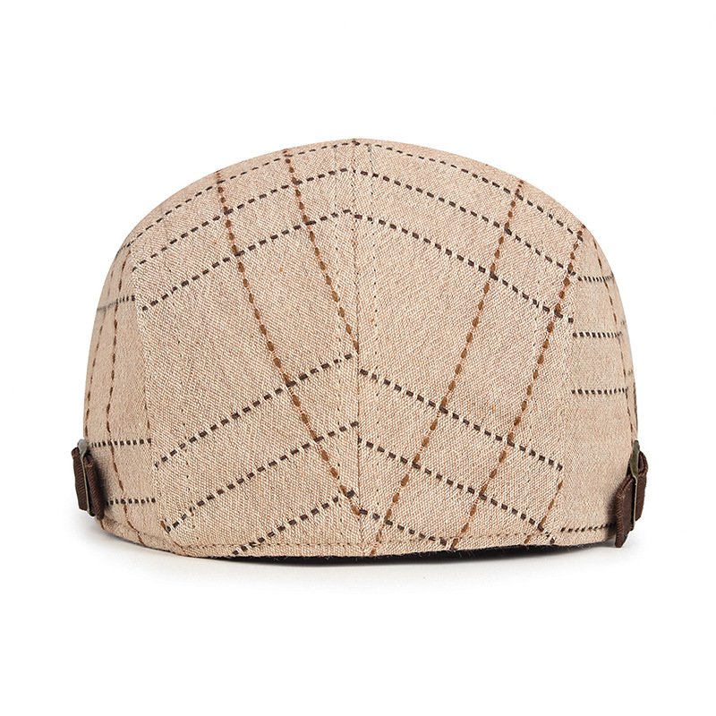 Plaid beret spring, autumn, summer, men women, artistic youth, duckbill cap, versatile casual hat for middle-aged and_voghion.com