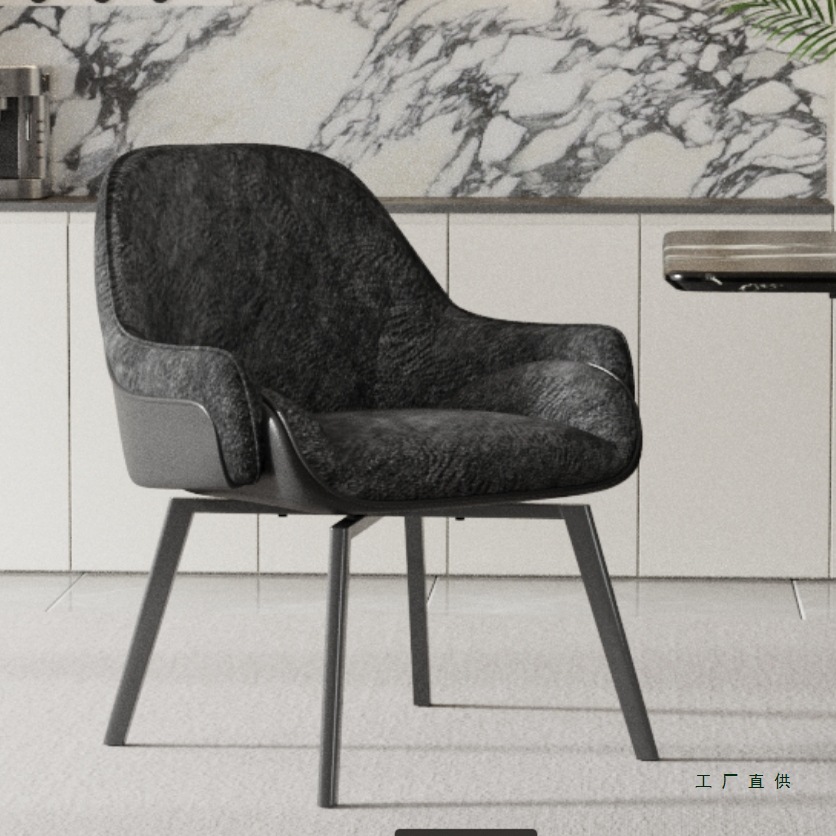 Italian-Style Home Dining Chair 2025 New Model, Rotatable Starlight Black Fabric Dining Table Chair, High-End Hotel Restaurant Cafe Chair