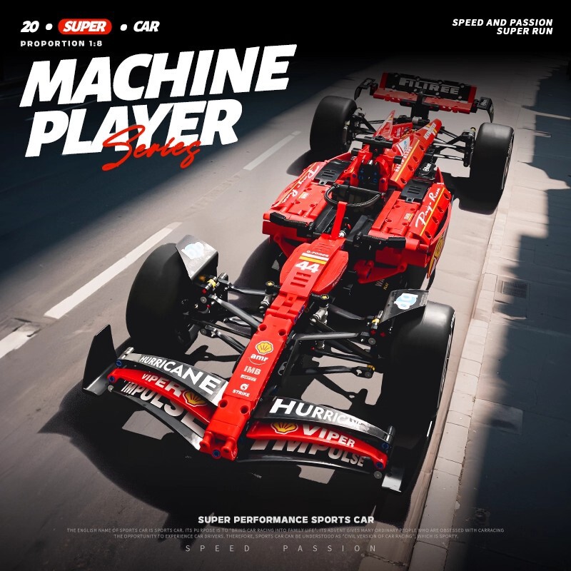 Cross-Border New Model Compatible with Lego Ferrari F1 Formula Racing Building Block Model Kidsren's Educational Assembled Toy Car