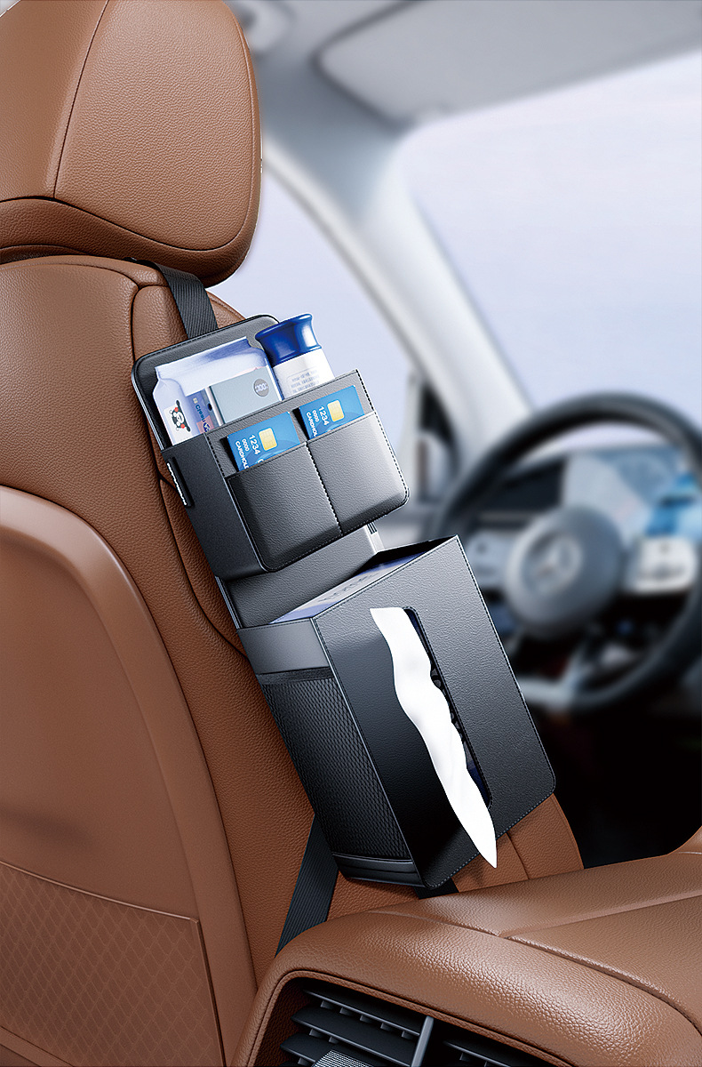 Car seat back side storage hanging bag tissue box water cup holder car multifunctional paper box car storage bag