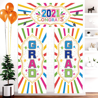 2021 graduation Ceremony decorate Door Union graduation festival Atmosphere party banner Banner Three