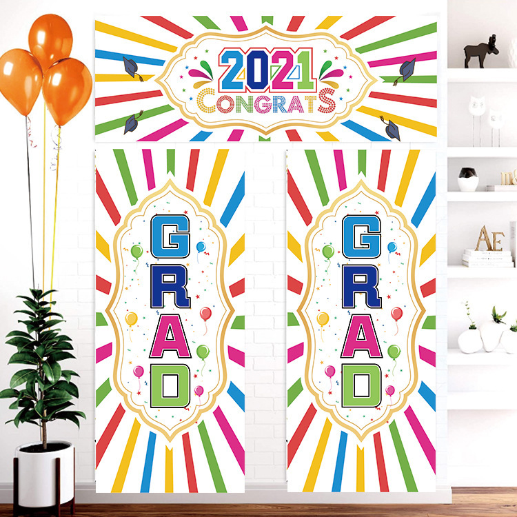 2021 graduation Ceremony decorate Door Union graduation festival Atmosphere party banner Banner Three