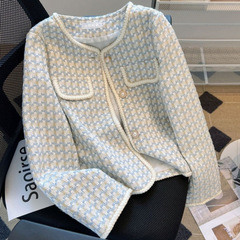 Xiaoxiangfeng ジャケット女性の春と秋の薄い 2025 新しいホットスタイルフレンチスタイルハイエンドショート千鳥格子トップ