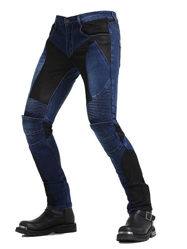 Pantalones vaqueros de la motocicleta de los hombres y las mujeres de verano de malla transpirable pantalones de la motocicleta pantalones de ciclismo al aire libre resistente a la caída CE de silicona equipo de protección