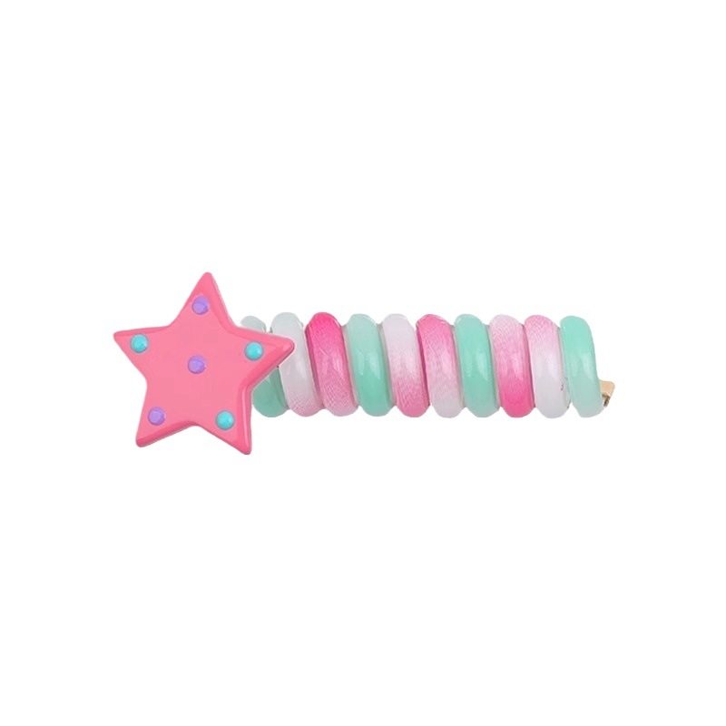 Línea telefónica Círculo para el cabello Rainbow Star Roll para niños alrededor de la cuerda para el cabello para niñas con banda de goma para el cabello nuevo accesorio para el cabello cuerda para la cabeza para mujeres