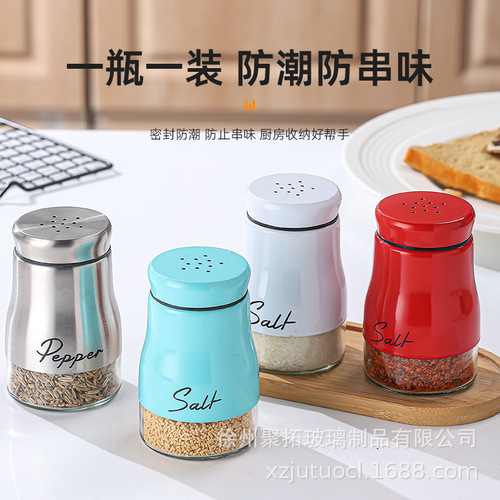 Hot salt and pepper bottles stainless steel glass sprinklers 4oz seasoning bottles with iron frame shelves spice bottles
