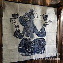 蝴蝶母亲 中国风手绘蜡染布居家餐厅墙贴壁画盖布民族风礼物