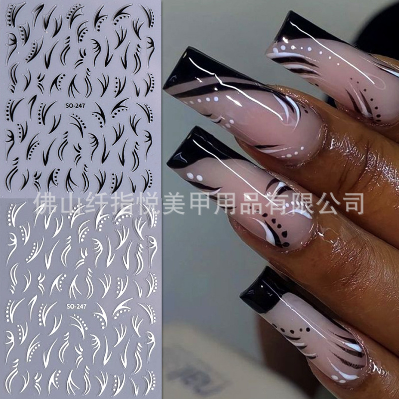 Cross-border new nail art stickers wholesale 3D gold and silver 90 s typical nail stickers hibiscus flower back adhesive stickers decoration