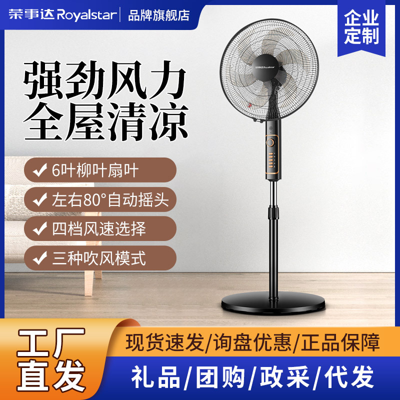 Rongshida Electric Fan Large Wind Electric Fan Floor Fan Home Light Tone New Vertical Remote Control Shaking Head Office Bedroom