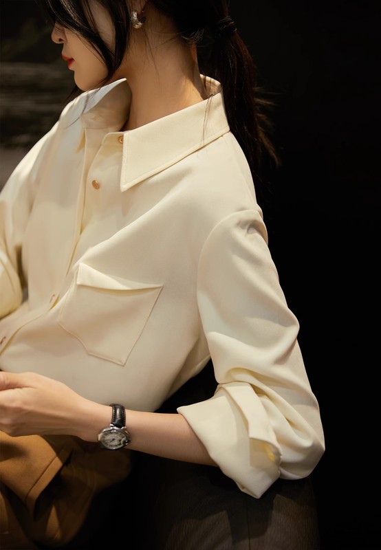 日韩现货2025年新款秋装职业通勤女士设计感灯芯绒长袖衬衫上衣|undefined