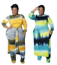 亚马逊大码女装 欧美wish 速卖通性感长袖开叉时尚套装