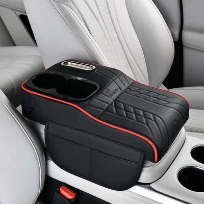 holder, central protective cover, car | Armrest box pad - colorful-cup-vertical-styleblack-and-red-heightening-pad-tissue-box-cup-holder-storage-bag