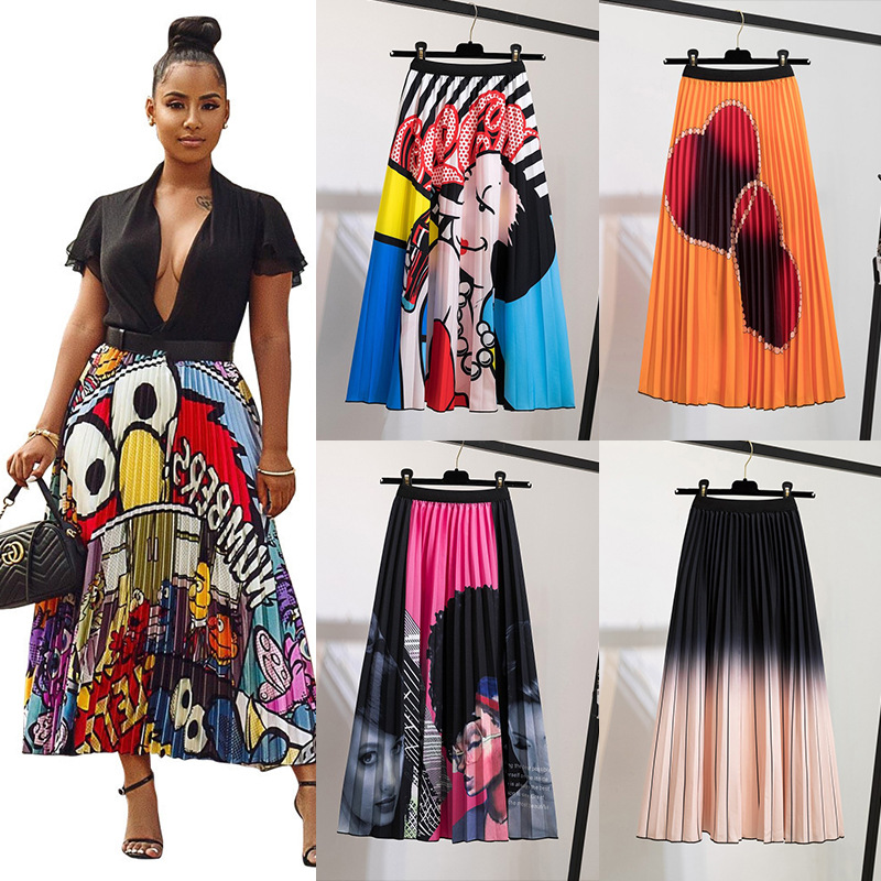 Wholesale Clothing South Africa Womens Printed Pleated Skirt
