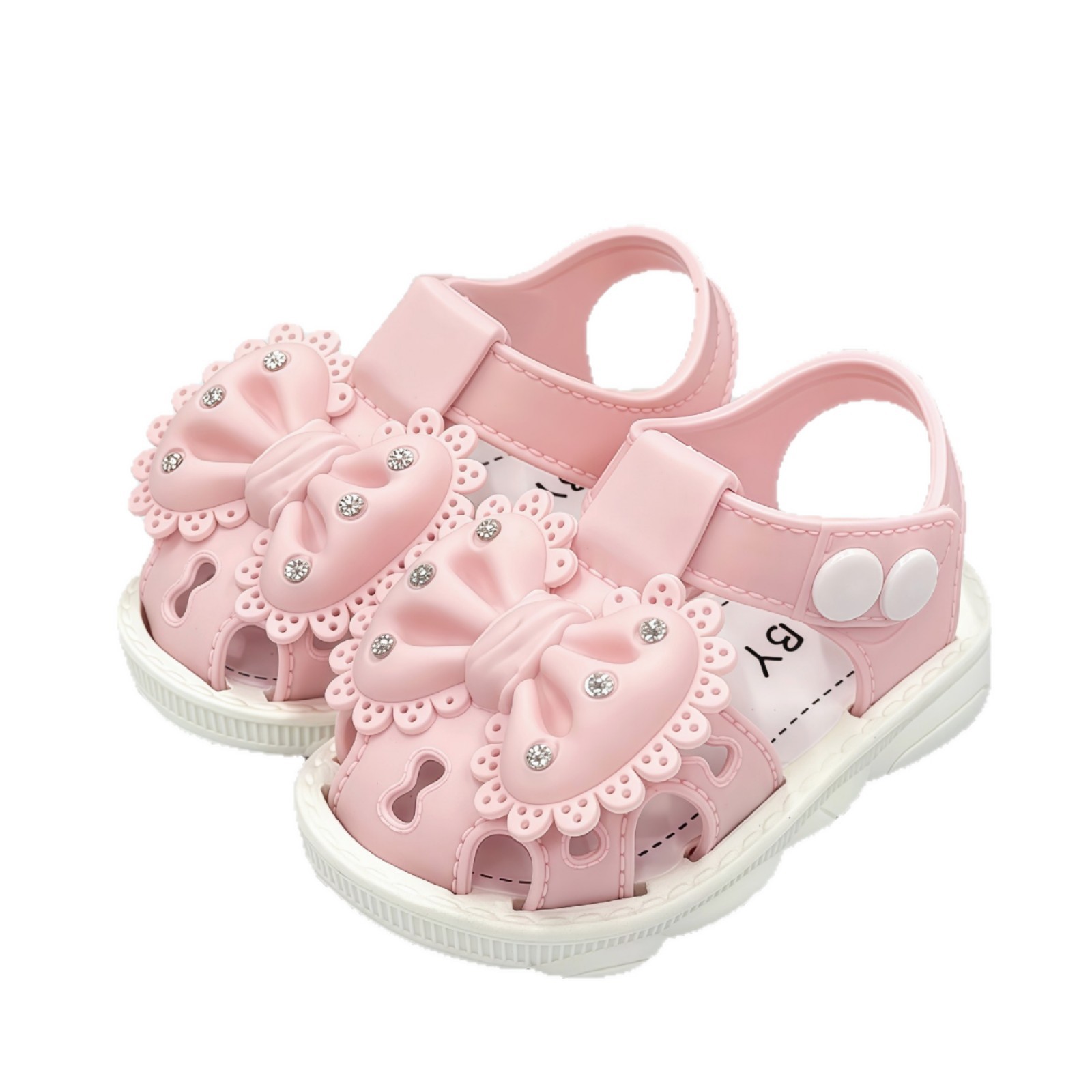 Fábrica de sandalias al por mayor transfronterizas suministro directo de arco de perforación de agua pequeña y media niña bebé zapatos de toddler pequeña princesa