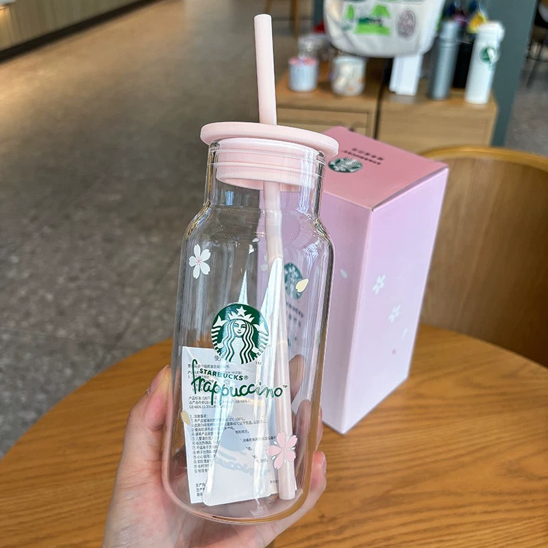樱花限定玻璃杯吸管杯摇摇杯咖啡牛奶桌面杯随享水杯无|undefined