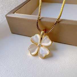 新款四叶草贝母时尚气质百搭项链铜吊坠婚宴节日礼物