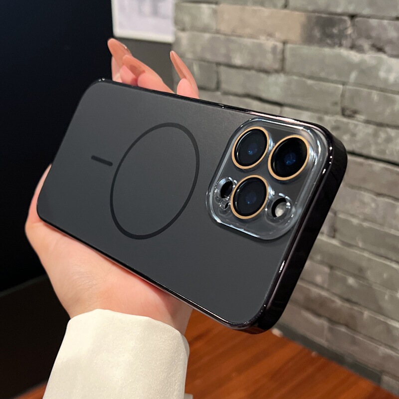 iPhone17電気メッキAGマット細円磁気吸着携帯電話ケース、Apple 16promax高級感レンズフィルムに適用|undefined